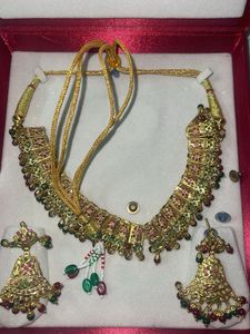 1 Gram Gold Plated Necklace Set with Jhumka