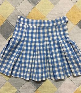 Gingham Pleated Mini Skirt