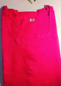 A Line Pink Kurti With Square Neck
