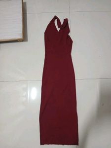 Burgundy Halter Maxi Dress