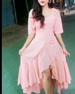 Elegant Pink Ruffle Dress