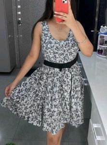Beautiful Black And Grey Combination Dress