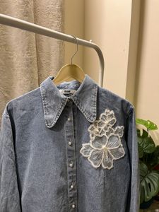 Denim Floral Blouse
