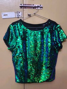 Electric Green Sequin Top
