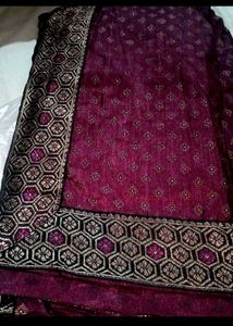 Elegant Maroon Geometric Pattern Sari