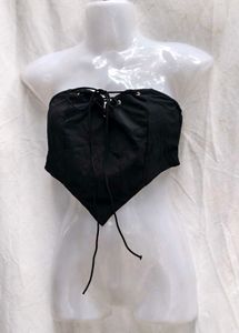46259. Black Tie-Up Crop Top