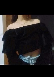 Black Off-the-Shoulder Ruffle Top