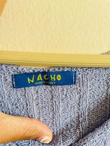 Light Blue Knit Button-Up Top