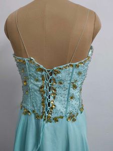 Aqua Embellished High-Low Dress
