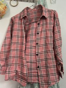 Pink Plaid Flannel Shirt