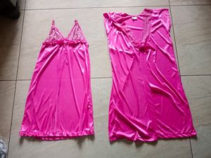 Pink Satin Lingerie Set