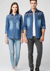 Unisex Denim Shirt with Design