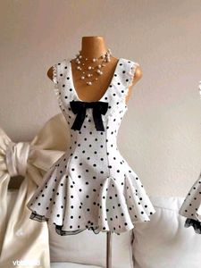 y2k conquete white dot dress