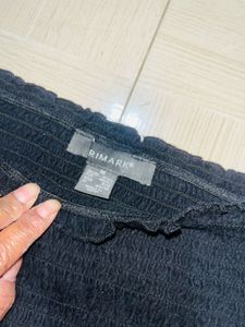 Black Ribbed Off-the-Shoulder Top