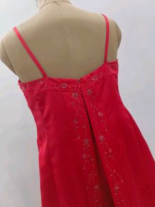 Elegant Coral Embellished Maxi Gown