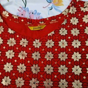 Red &amp; Gold Floral Top - Never Worn - 450/-