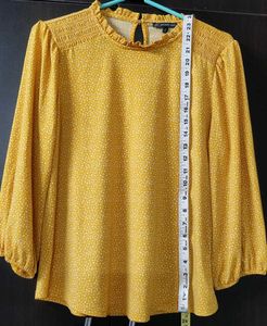 Smart Yellow Top With Small Print, Stretchable