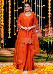 KTT Russian Silk Accent Embroidery Work Kurta Set