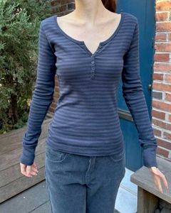 Striped V Neck  Long Sleeve Top