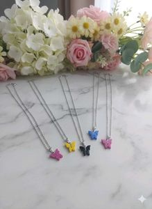 combo of 5 Butterfly Pendant Necklace Set