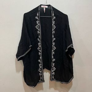 Embroidered Black Kimono Shrug