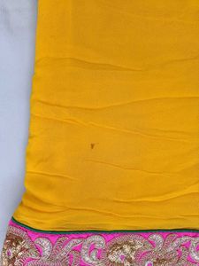 Yellow Pure Gourguit Saree