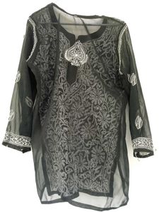 Black Embroidered Tunic Short Kurti
