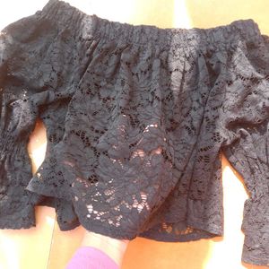 Black Lace Off-Shoulder Top