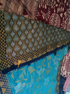 Elegant Blue Floral Saree