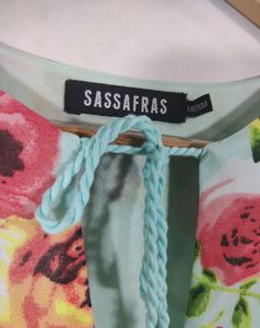 Sassafras Cyan Printed Western Dress(Women)