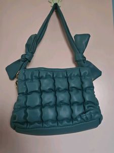 Chic Teal Quilted Shoulder Bag /Gold Chain Strap