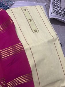 Beautiful Golden Line Light Yellow Suit