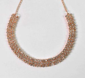 Rose Gold Rhinestone Statement Necklace