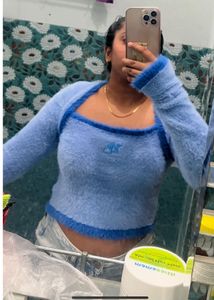 Faux fur cutout details sweatshirt/top