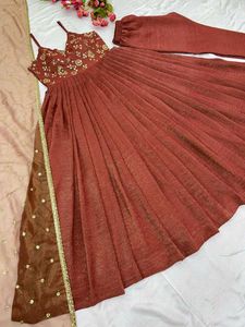 Party Wear Look GownDupatta in Embroidery Sequence