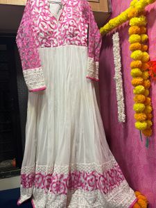 3 Piece Designer Raw Silk Anarkali With Dupatta.