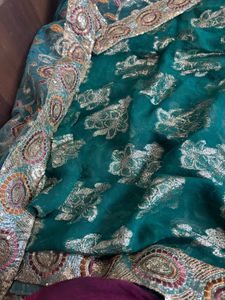 Half Net Embroidered Saree