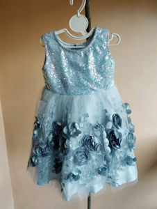Sparkly Blue Flower Girl Dress
