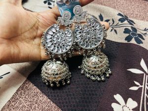 Silver Jhumka Earrings