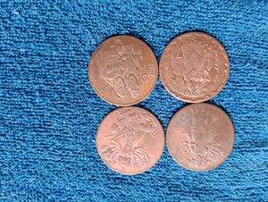 4 Old Coins Of Gods Two Anna 1818