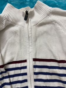 Striped Zip-Up Sweater + free gift