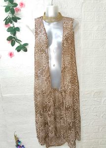 Snakeskin Print Sleeveless Coat