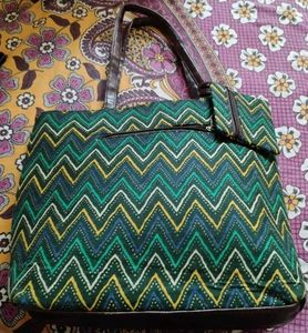 Pre loved Ajrakh Printed Green Tote Bag
