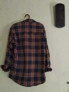 Eksco Blue &amp; Orange Plaid Flannel