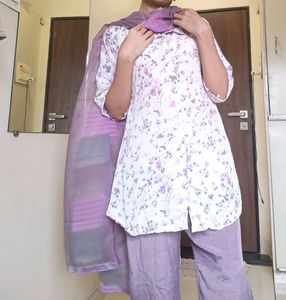 Lavandar Kurta Plazo And Dupatta Set