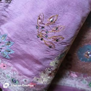 Embroidered Lavender Saree