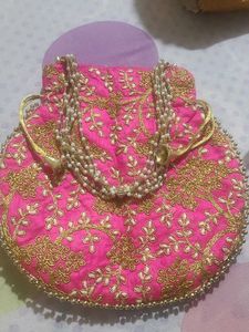 Rose Pink Embellished Potli For Wedding