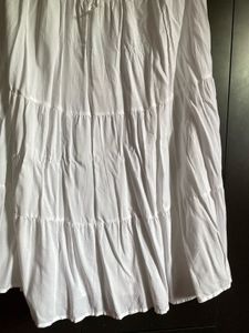 White Cotton Tiered Maxi Skirt
