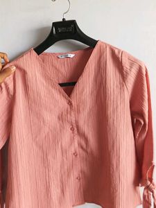 Cropped Shirt - Peach Colour