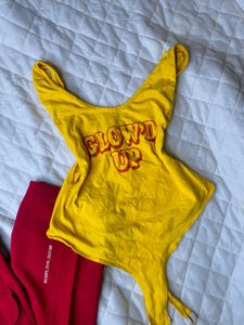 Red Cargo Pants &amp; Graphic Bodysuit Bundle